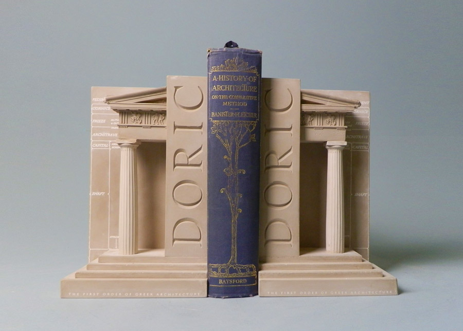 Purchase The Three Orders of Architecture bookends Doric, handmade in plaster by Timothy Richards.