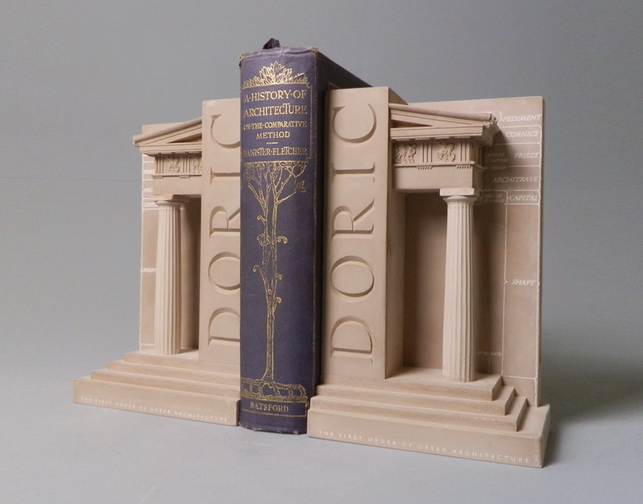 Purchase The Three Orders of Architecture bookends Doric, handmade in plaster by Timothy Richards.